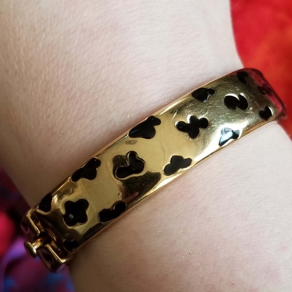 Vintage Carolee bracelet leopard gold tone black enamel cheetah spots